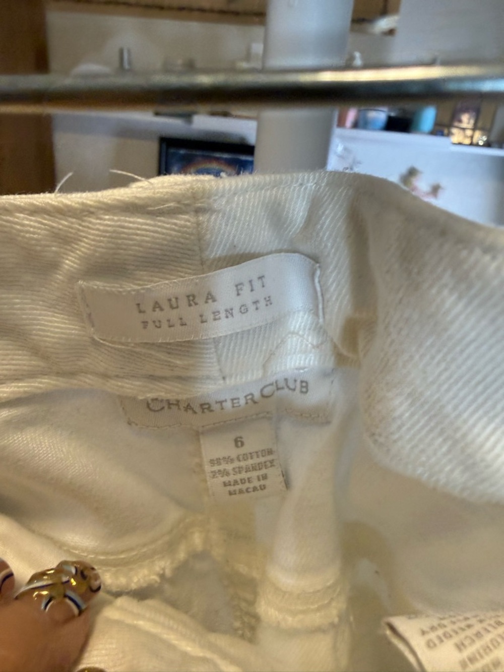 Charter Club Laura Fit Off-White Straight Leg Jeans Stretch Cotton Full Length 6 - Picture 6 of 7